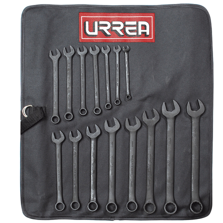 URREA 12-point black finish combination wrench set (15 pieces). 1200FB